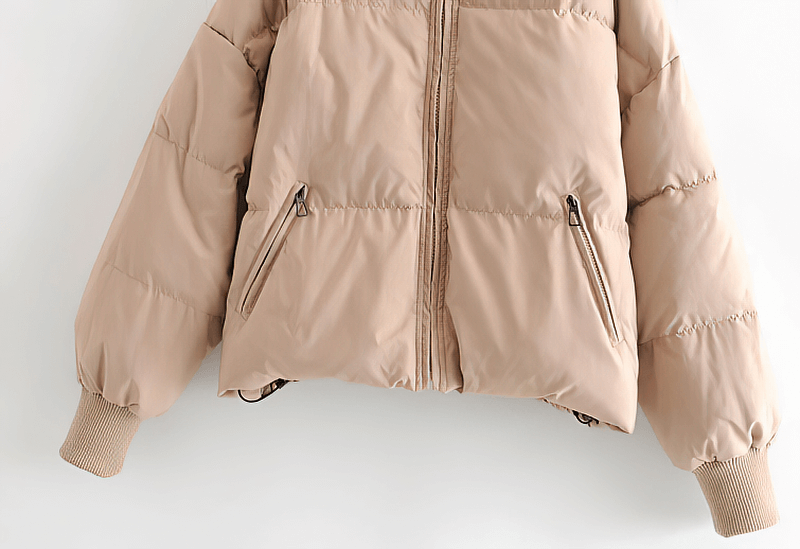Fashion Ladies Stand Collar Parka / Women's Zipper Pockets Down Jacket - SF0012