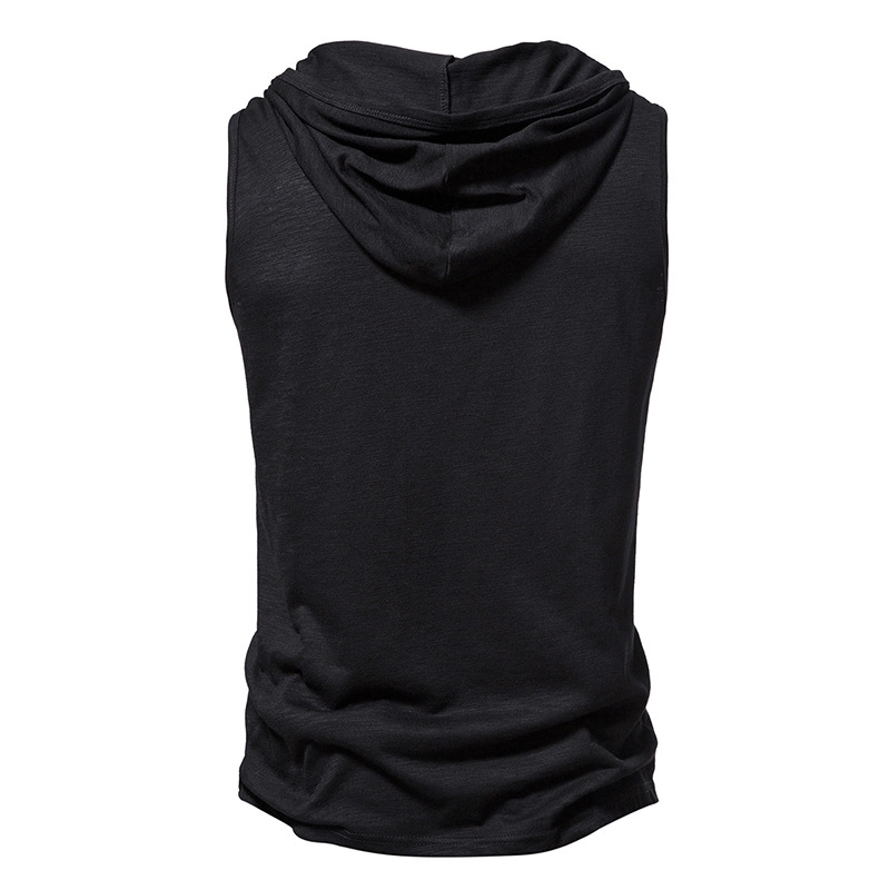 Fitness Workout Thin Sleeveless Hoodie With Buttons / Male Sportswear - SF1174