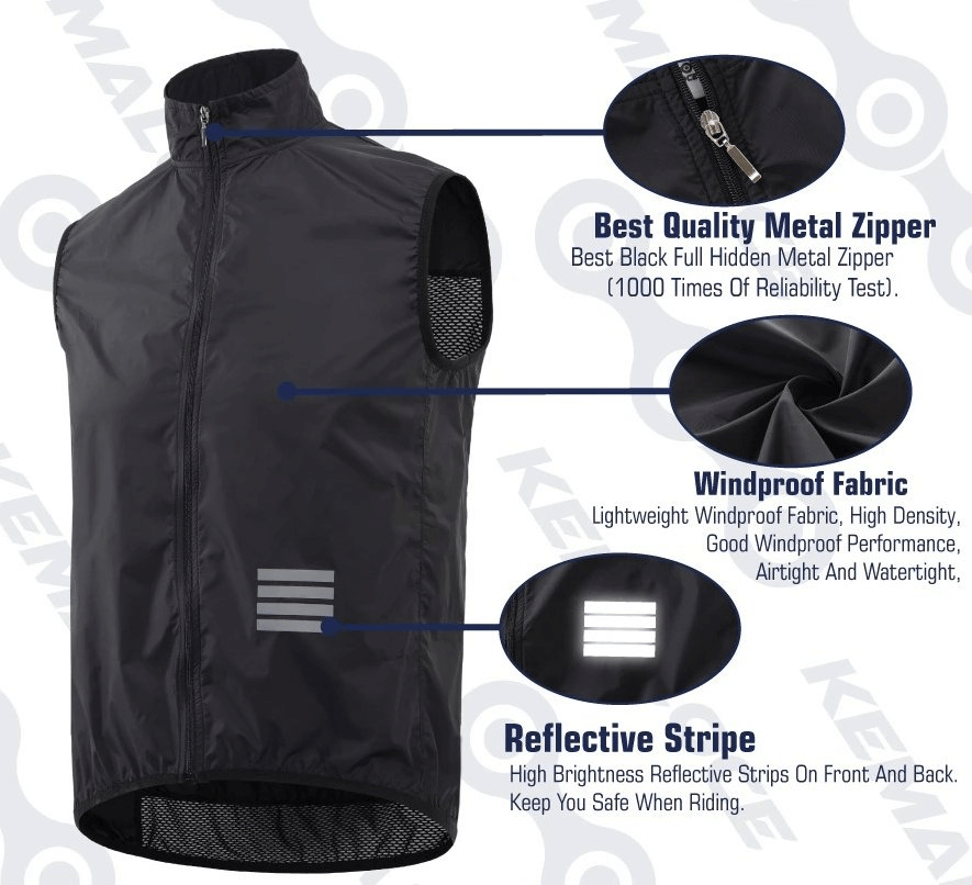 Lightweight Quick-Drying Sports Vest with Zipper and Reflective Elements - SF0583