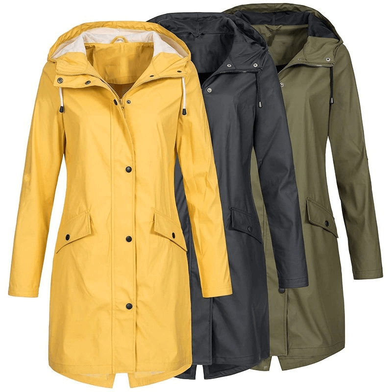Long Rain Jacket for Women / Hiking Windproof Outdoor Coat with Hooded - SF0011