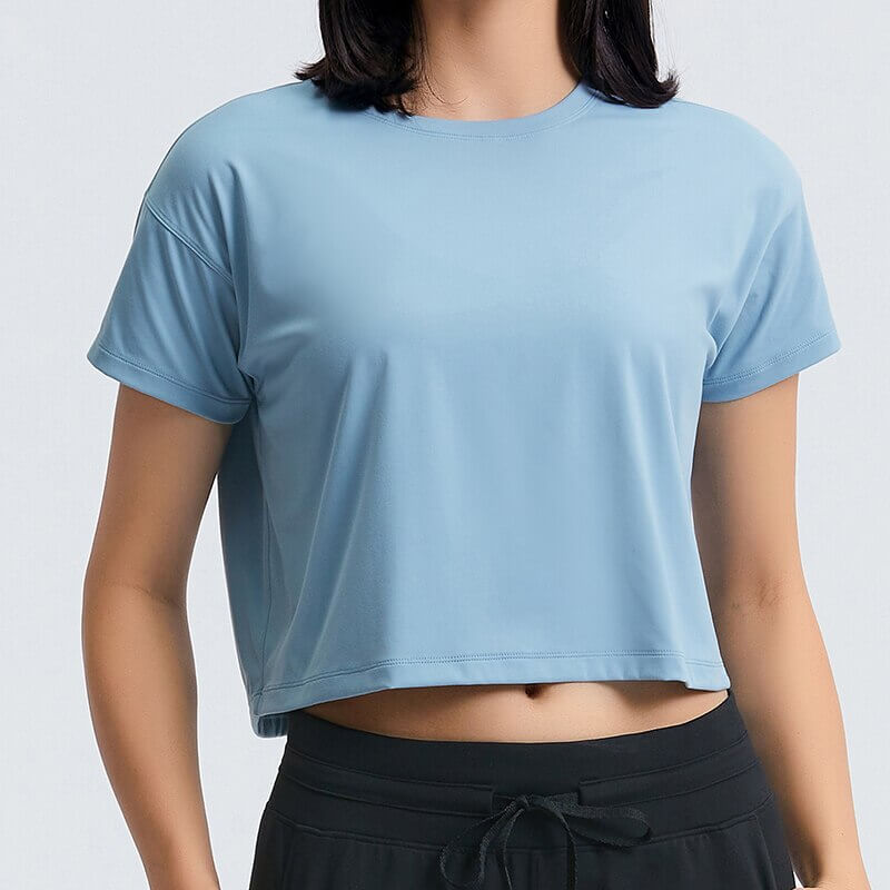 Loose Fit Workout Solid Crop T-shirt for Women - SF1155