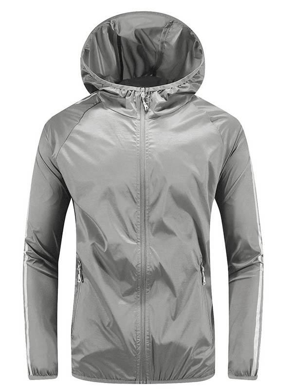 Men's Casual Thin Elastic Windbreaker with Hood and Smooth Zipper - SF0627