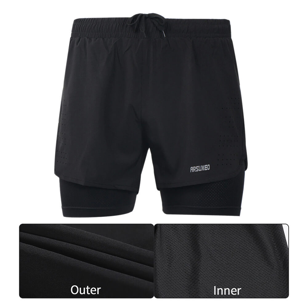 Men's Running Shorts with Longer Liner / Male Fitness Shorts - SF0482