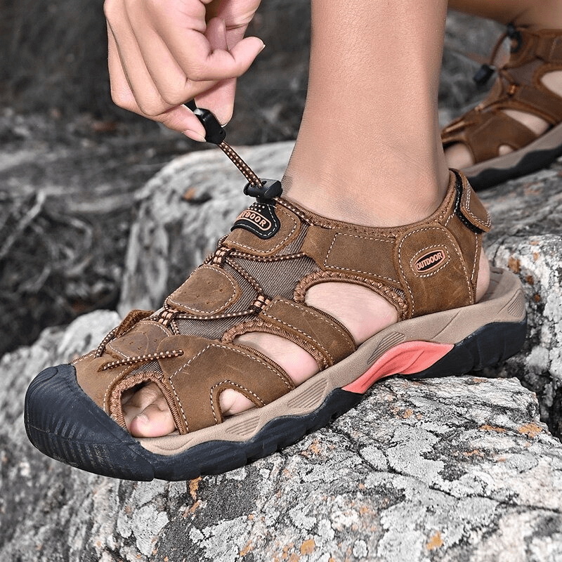 Outdoor Genuine Leather Tactical Trekking Sandals for Men - SF0669