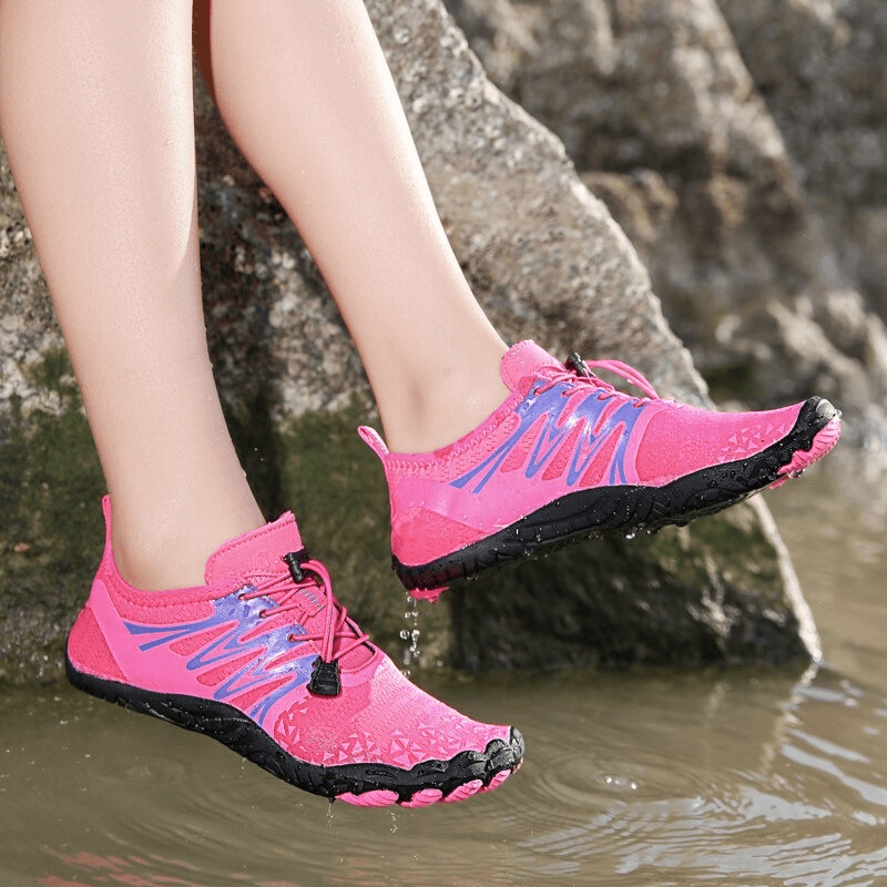 Outdoor Mesh Sports Aqua Sneakers with Print and Lacing - SF0555
