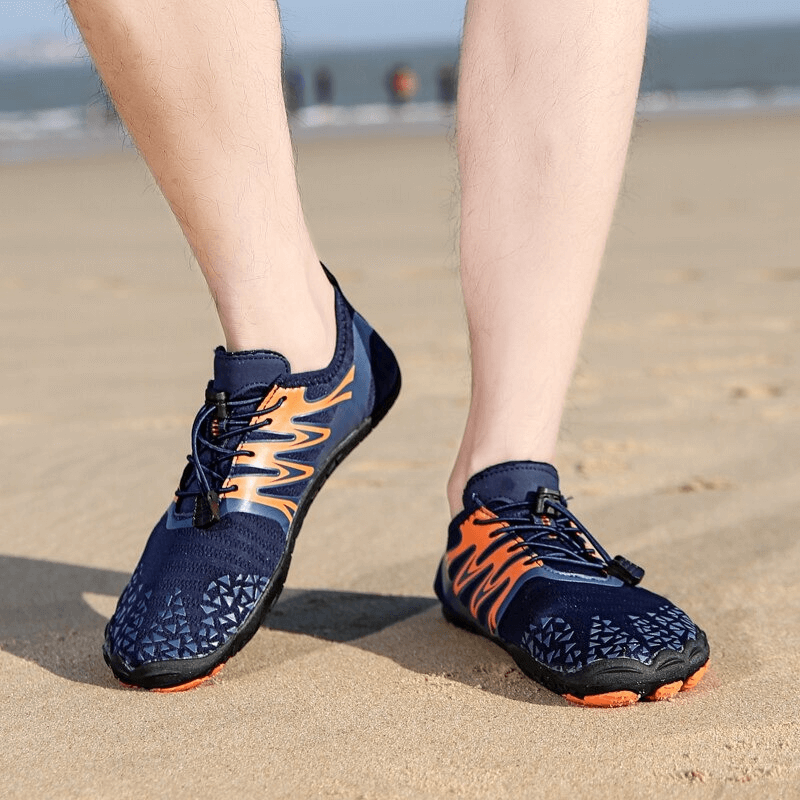 Outdoor Mesh Sports Aqua Sneakers with Print and Lacing - SF0555