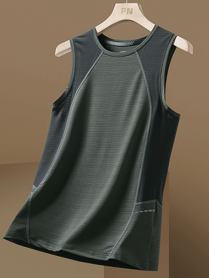 Patchwork O-Neck Elastic Men's Tank Top / Fashion Gym Clothes - SF1180