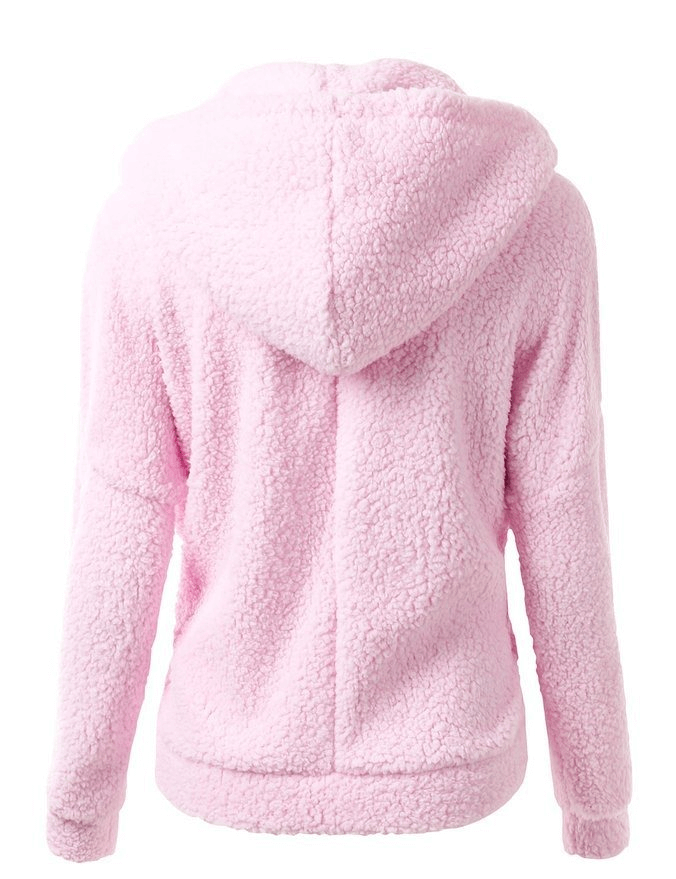 Plain Women's Fleece with Hood on Zipper - SF0141