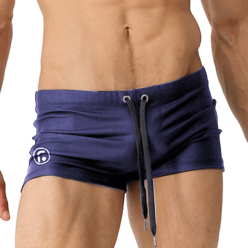 Sexy Men's Solid Color Drawstring Swimming Trunks Surf - SF0821