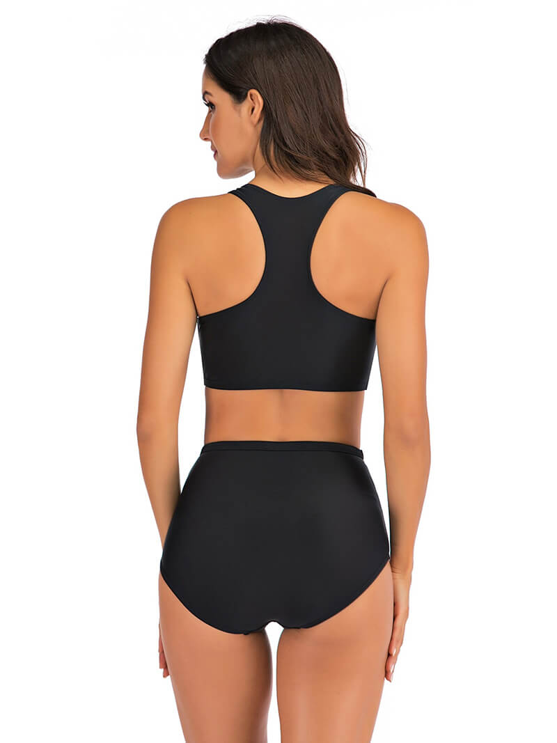 Sexy Sports Ladies Two Pieces Bathing Suit with Zipper - SF0567