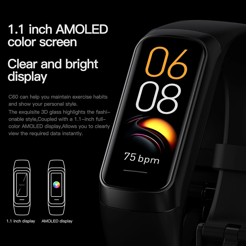 Smart Watch with 1.1-inch AMOLED display and Magnetic Charging - SF0560