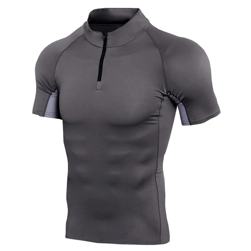 Sports Compression Men's Zipper Short Sleeves T-Shirt - SF0645