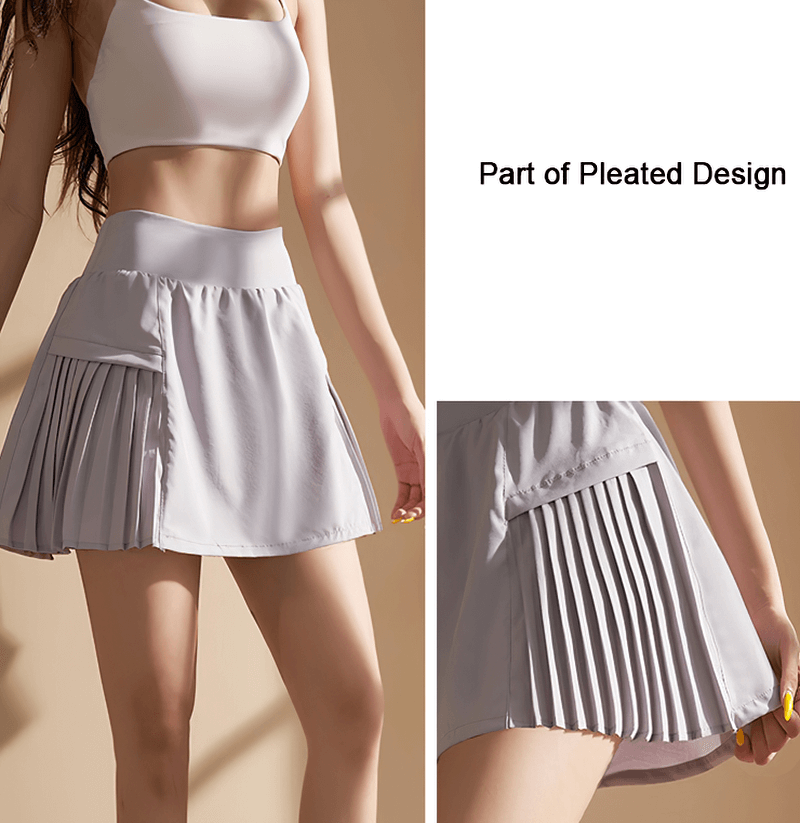 Sports High Waist Pleated Shorts-Skirt With Pocket - SF1218