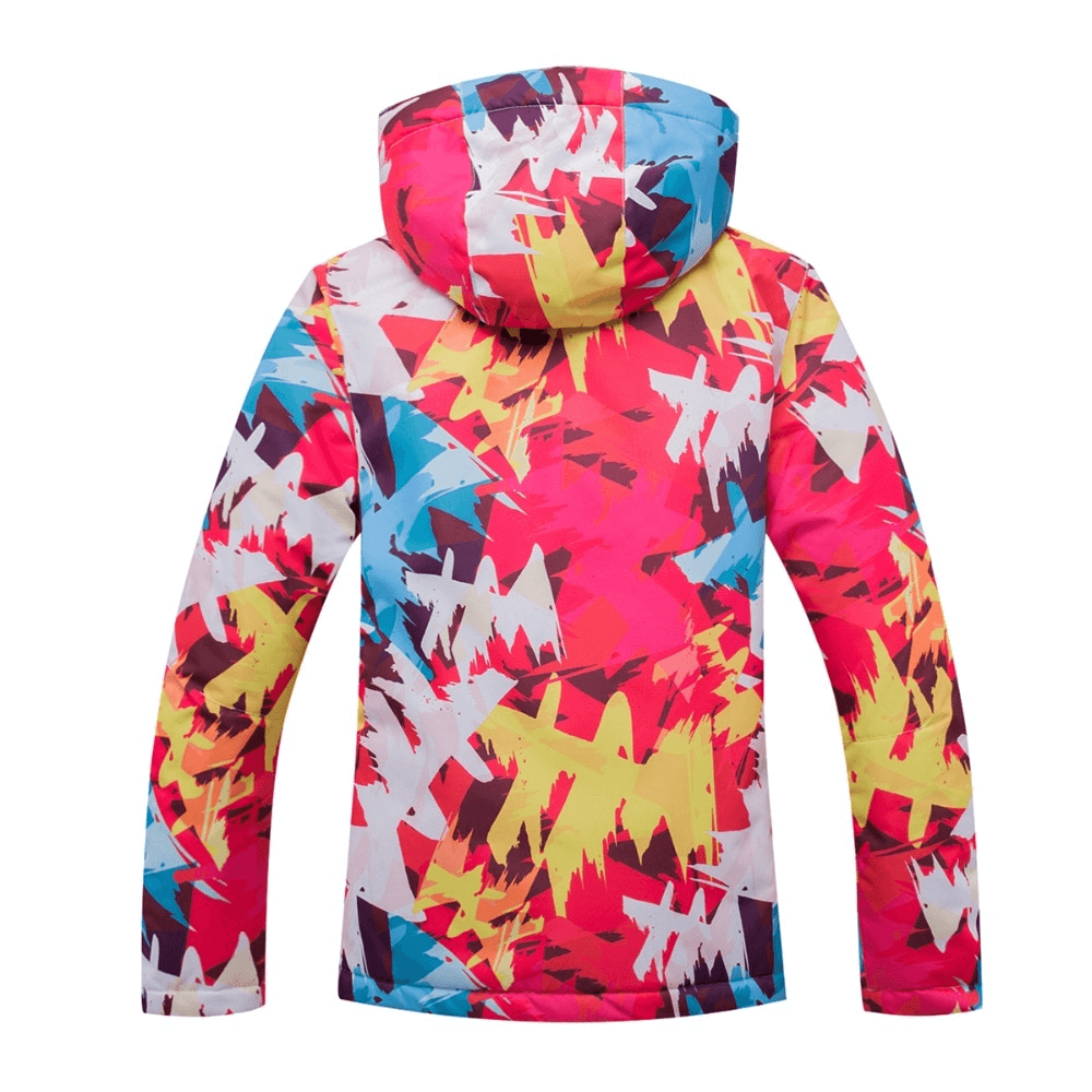 Sports Multicolor Zipper Warm Women's Snowboarding Jacket with Hood - SF0931