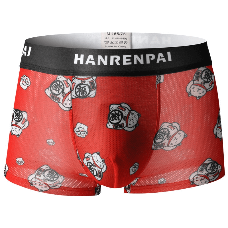 Stylish Men's Boxers with Breathable Net-Print - SF0749