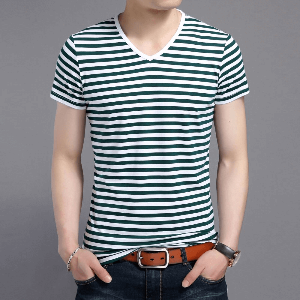 Mens striped v neck t shirts online