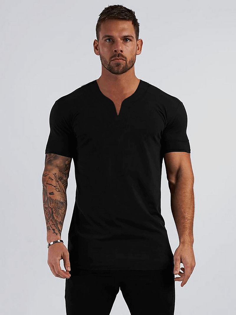 V-Neck Short Sleeves Slim Fit Fashion T-shirt / Casual Gym Clothing - SF1230
