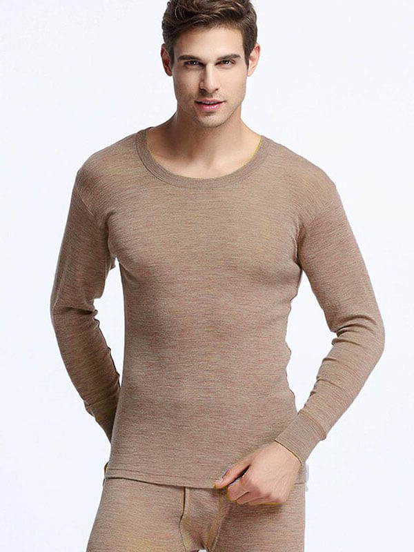 Warm Men's 100% Merino Wool Thermal Underwear Set - SF1060
