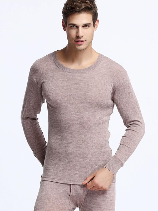 Warm Men's 100% Merino Wool Thermal Underwear Set - SF1060