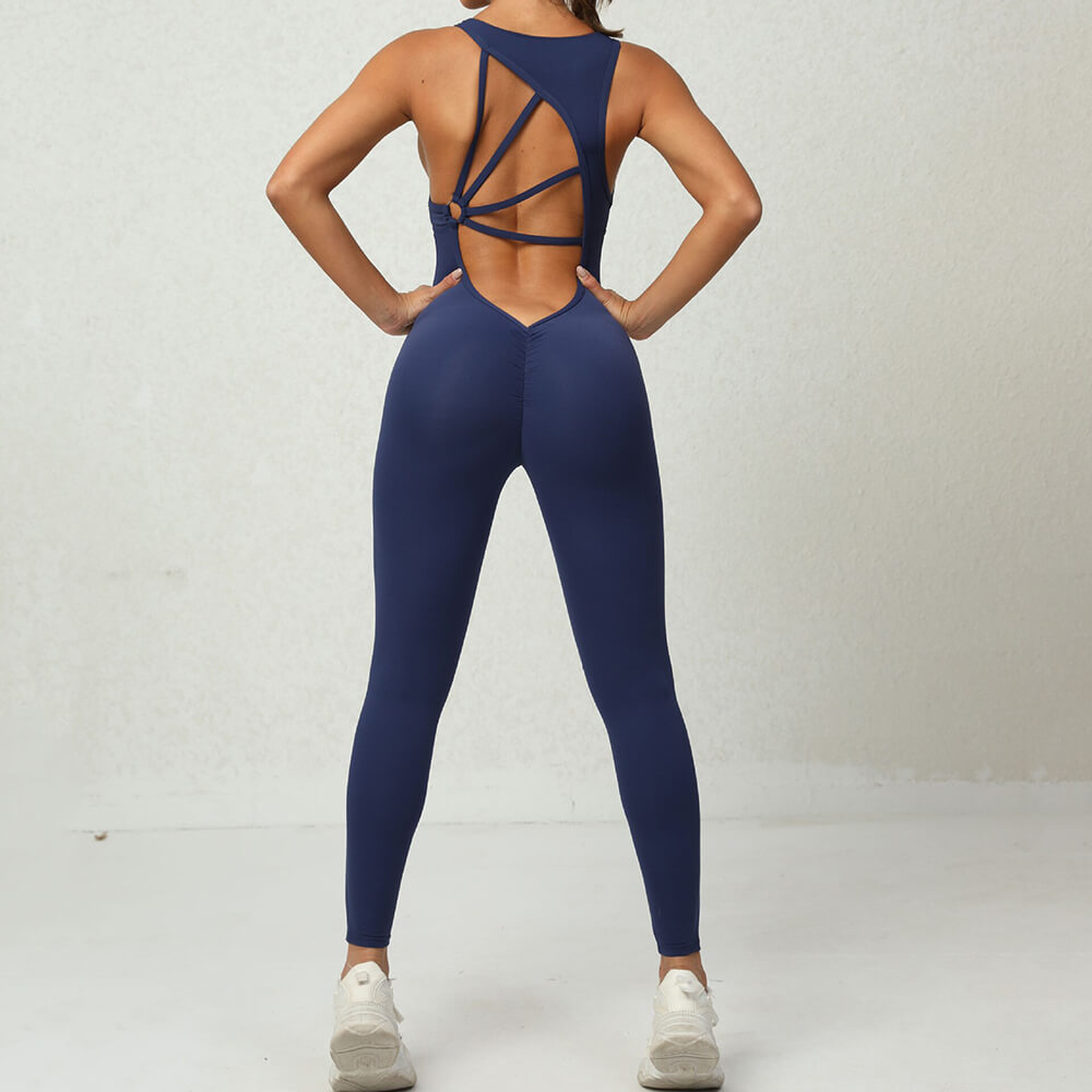 Women's Fitness Compressed Jumpsuit with Asymmetrical Back - SF1222