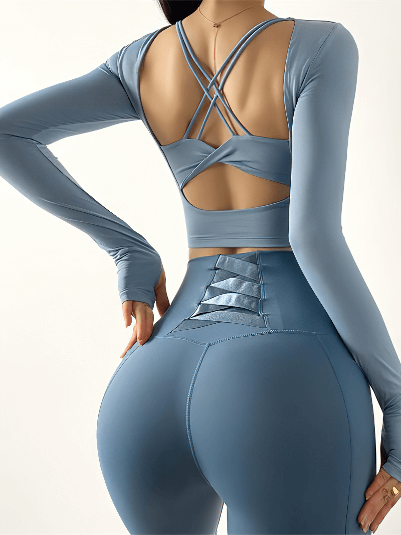 Women's Sexy Back Long Sleeves Sports Top / High Elastic Gym Clothes - SF1253 Women's Sexy Back Long Sleeves Sports Top / High Elastic Gym Clothes - SF1253