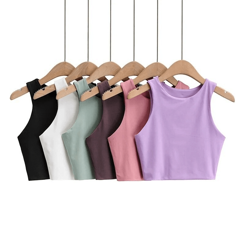 Women's Sports Top / Cropped Seamless Workout Top / Short Fitness Tank Top - SF0026