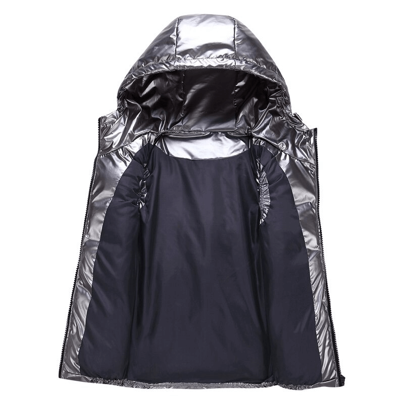 Women's Warm Short Bright Color Vest / Cotton Female Hooded Vest with Zipper Front - SF0061