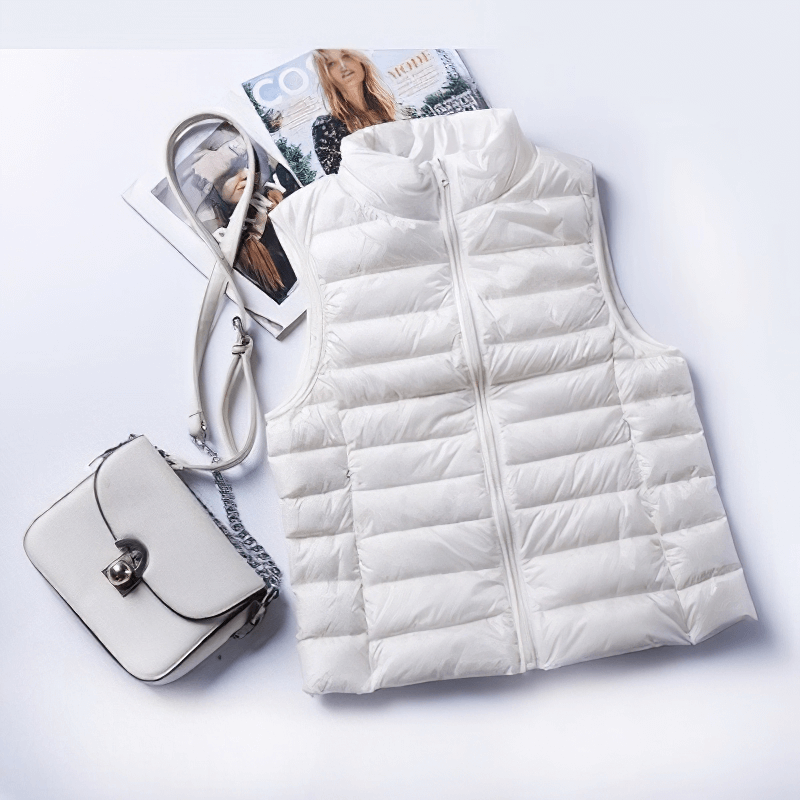 Women's Zipper Windproof Duck Down Vest with Pockets - SF0116