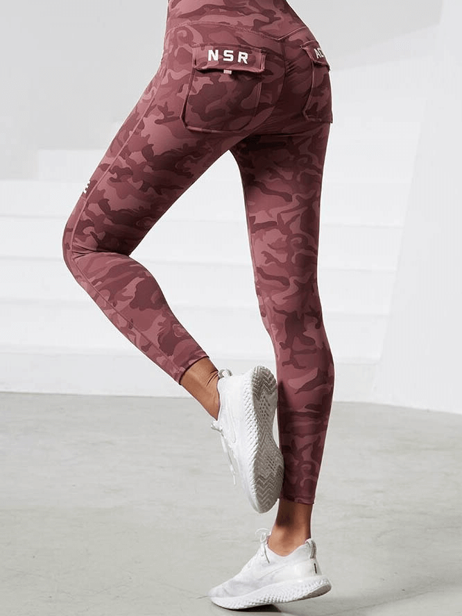 Workout Camouflage High Waist Seamless Leggings with Pockets - SF0207