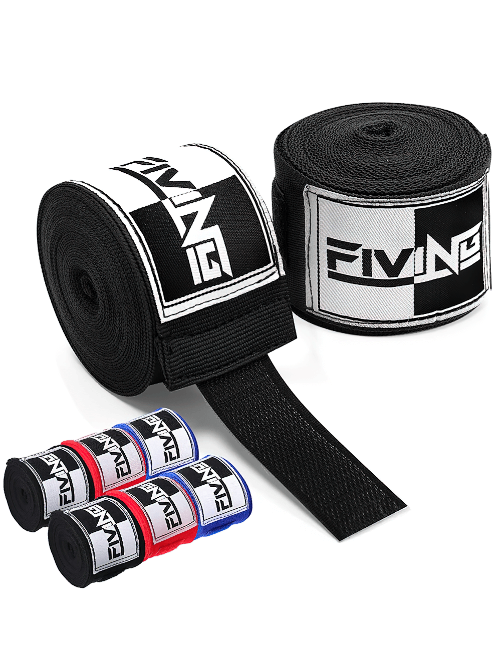 Black boxing hand wraps with thumb loop and Velcro closure in multiple colors - perfect for wrist and knuckle support
