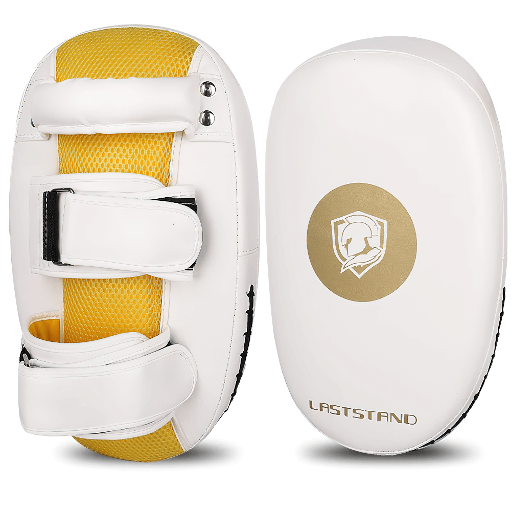 1 Pc Muay Thai Kick Pads SF3151 with dual arm straps, mesh panel, and reinforced stitching for martial arts training.