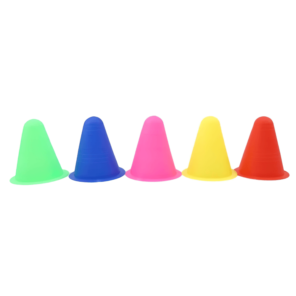 Colorful soft cones set for soccer and skating practice, improving agility and coordination. Ideal for kids’ sports and drills. Model SF3178.