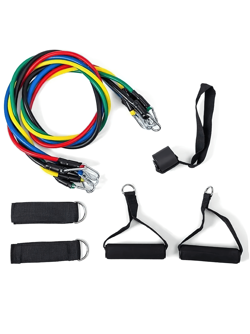 11-piece resistance band set with colorful bands, handles, and straps for full-body workouts and home gym fitness - SF3416