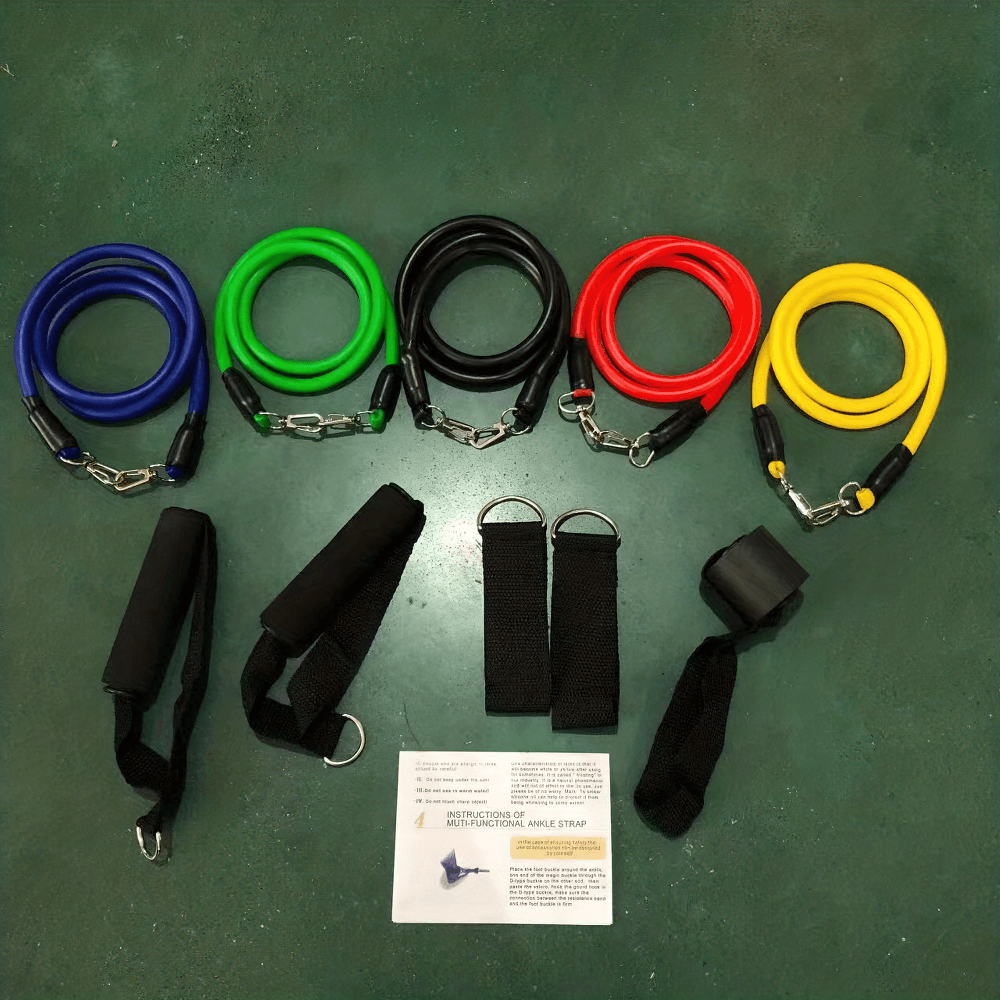 11pcs colorful resistance band set with handles, door anchor, and ankle straps for home and gym workouts - SF2965.