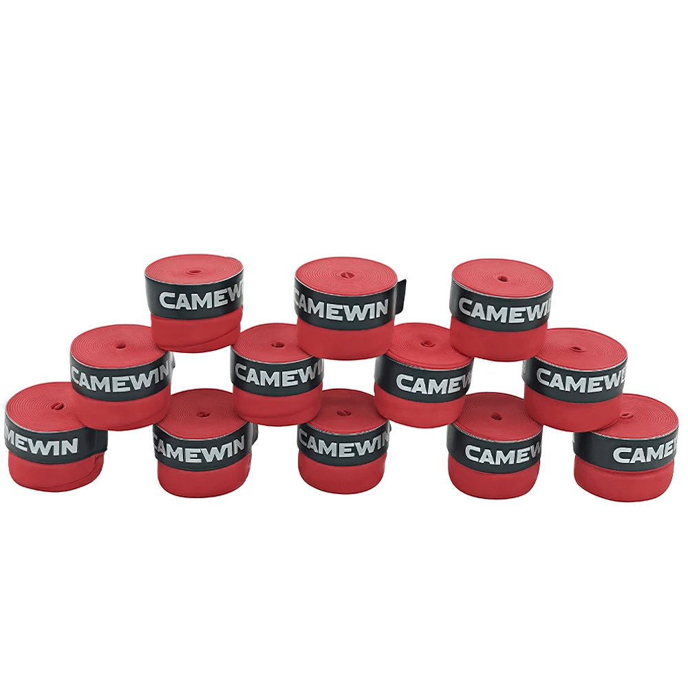 12Pcs Sticky Tennis and Badminton Racket Overgrips - SF3445 in red rolls for superior grip control.