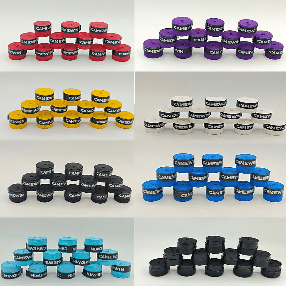 12Pcs Sticky Tennis and Badminton Racket Overgrips - SF3445 in various colors, providing grip, control, and sweat absorption for rackets.