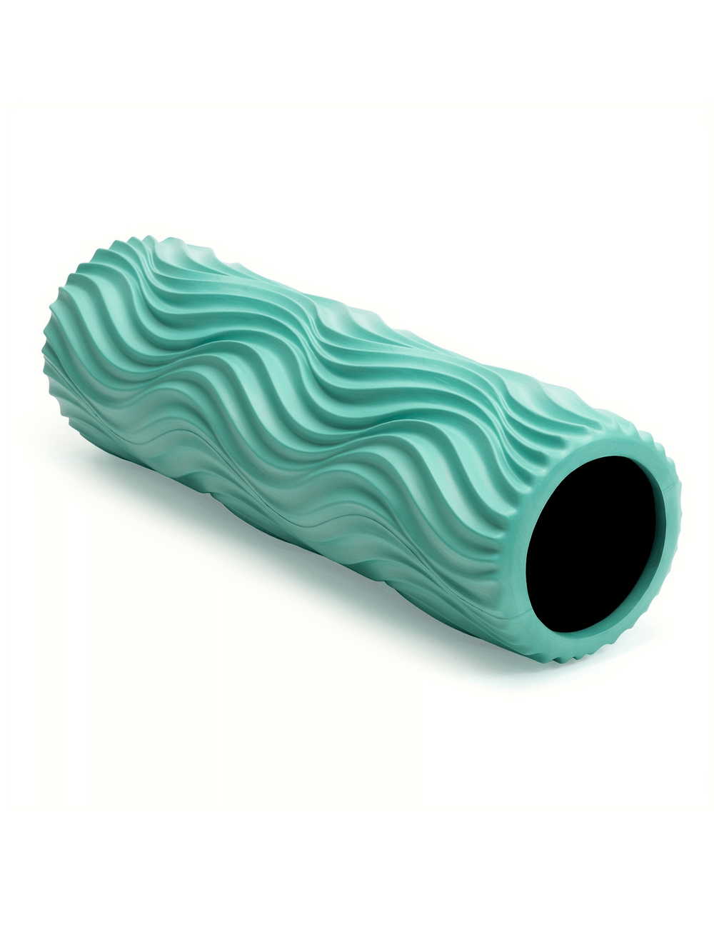 15-inch wavy foam roller for deep massage, light green, ideal for muscle relief and recovery, featuring a unique ergonomic wave texture