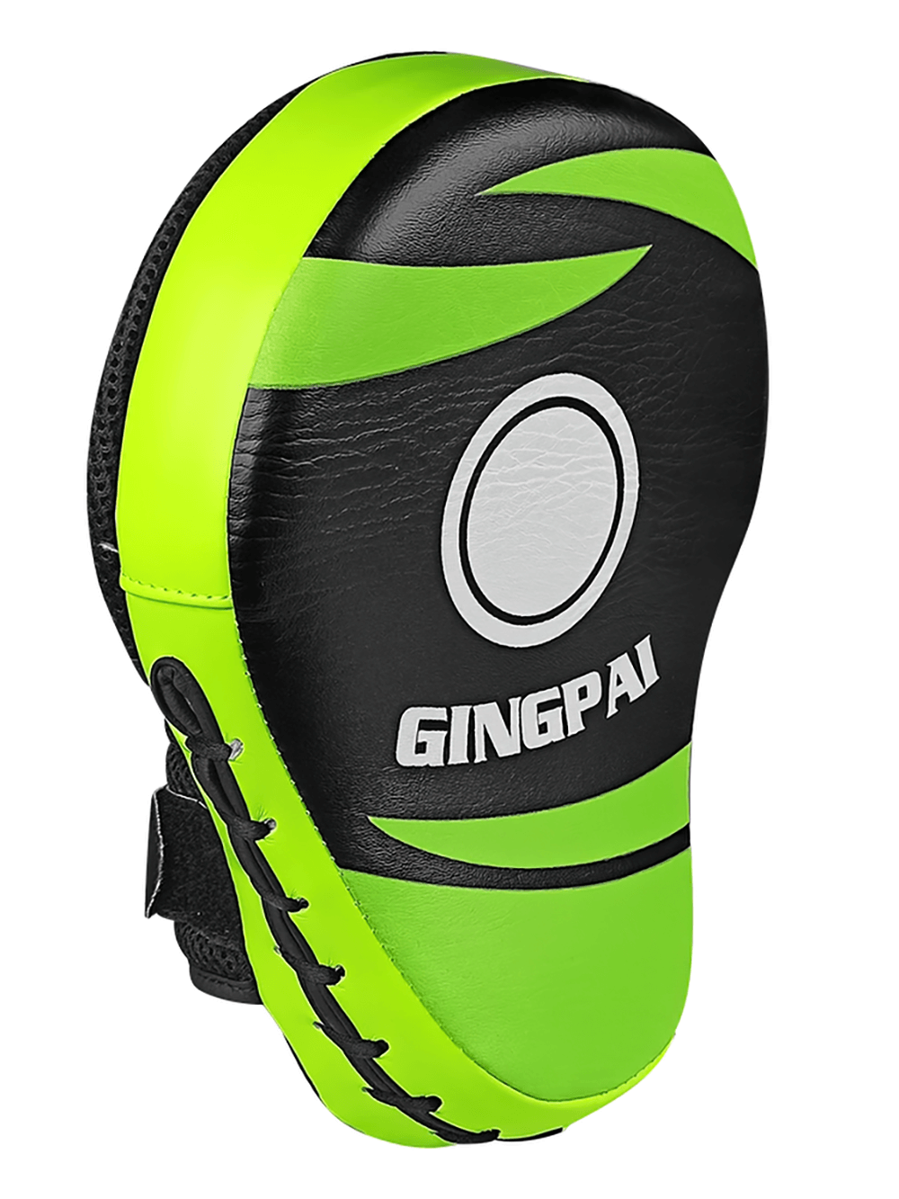 Curved PU leather boxing focus mitts with wrist strap, designed for precise punch training and impact absorption. Model SF3153.