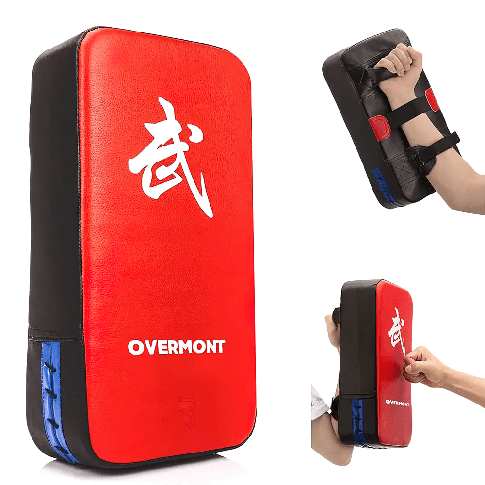 Durable leather boxing pad with ergonomic handles for martial arts training, featuring reinforced stitching and shock-absorbing foam.