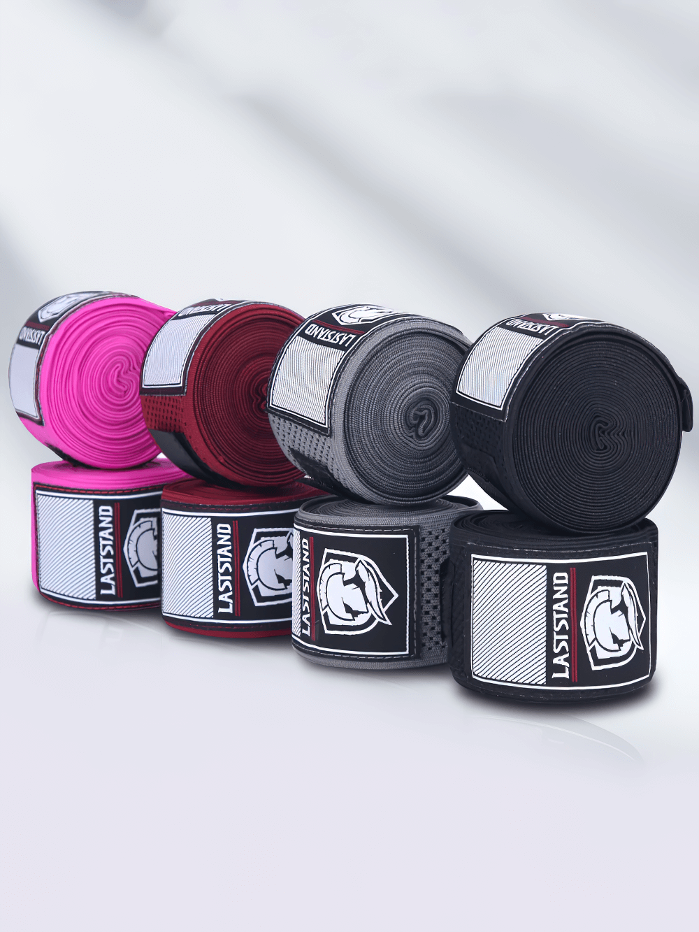 Assorted colorful mesh boxing hand wraps, perfect for kickboxing and MMA training, featuring durable elastic sports bandages.