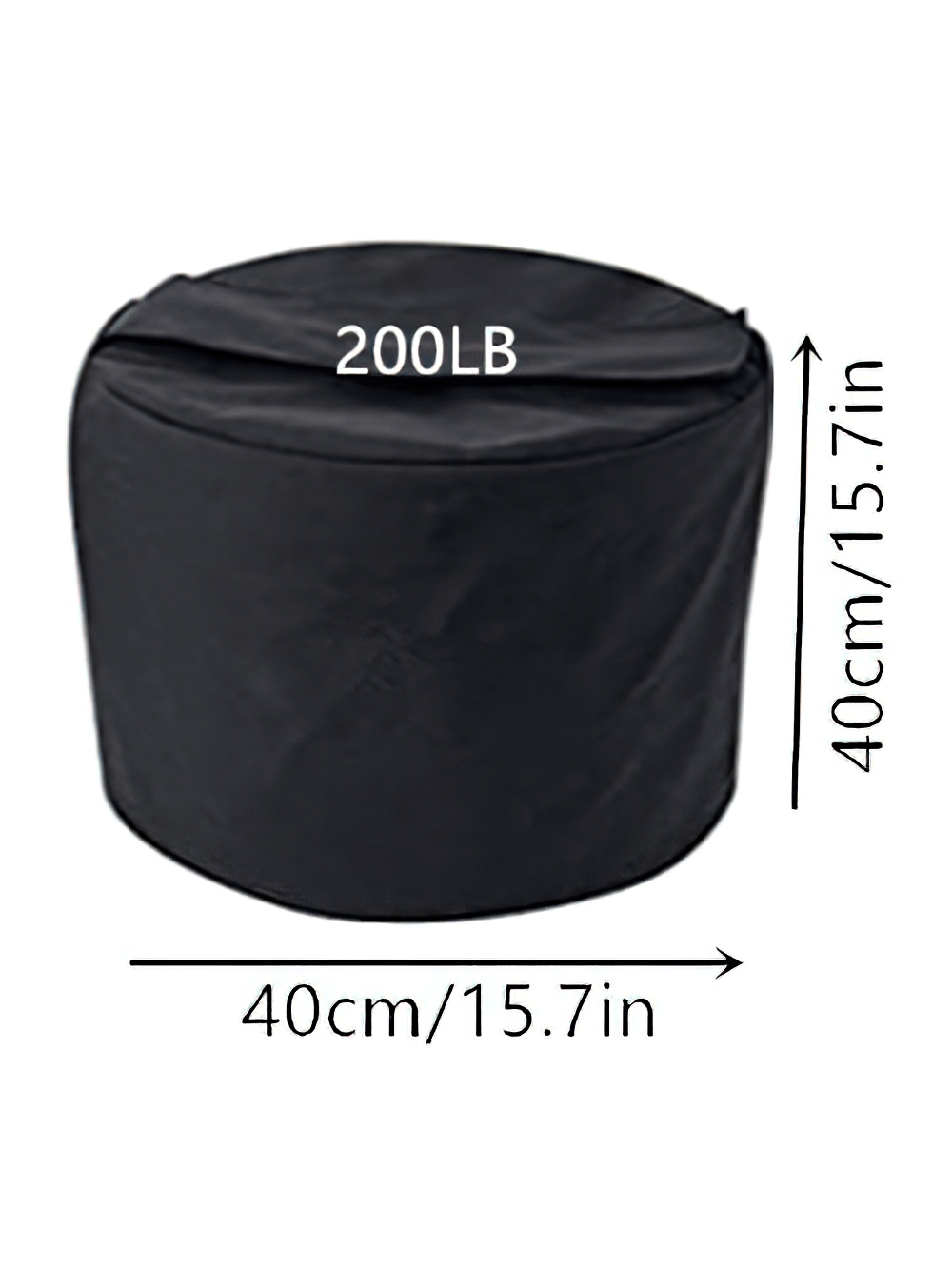 200lbs black sandbag for powerlifting and functional strength training, measuring 40cm/15.7in, made of heavy-duty material.