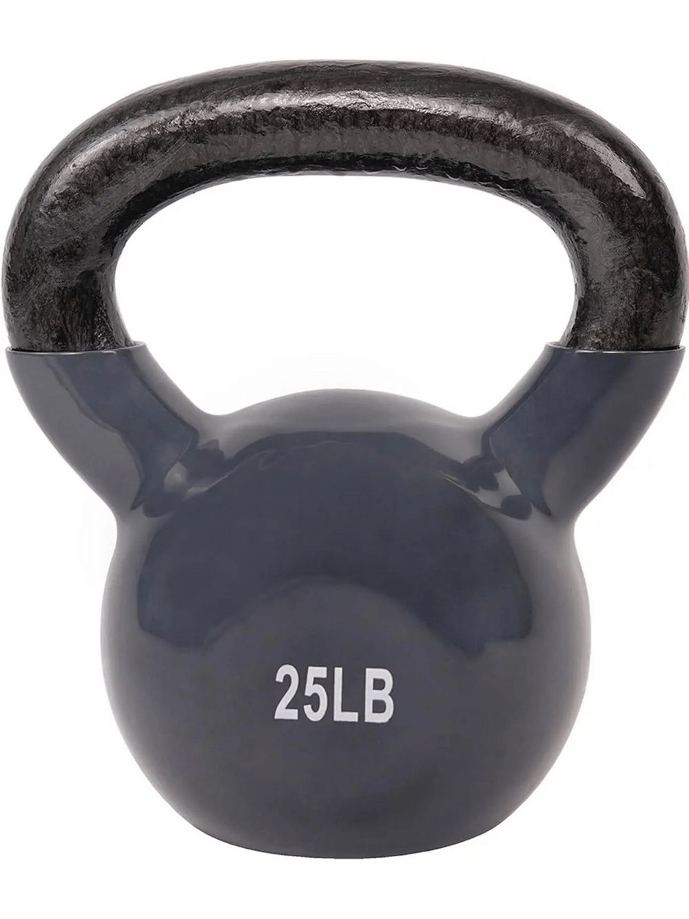 25LB vinyl coated kettlebell for strength training, featuring a wide handle for secure grip, ideal for home weightlifting and cardio workouts.