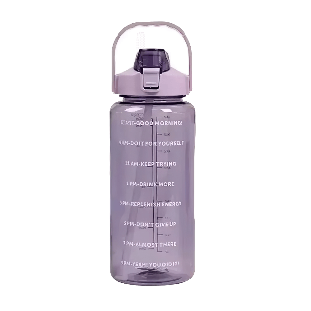 Eco-friendly 2L sports water bottle with straw and motivational time markers, ideal for gym, outdoor activities, and hydration goals.