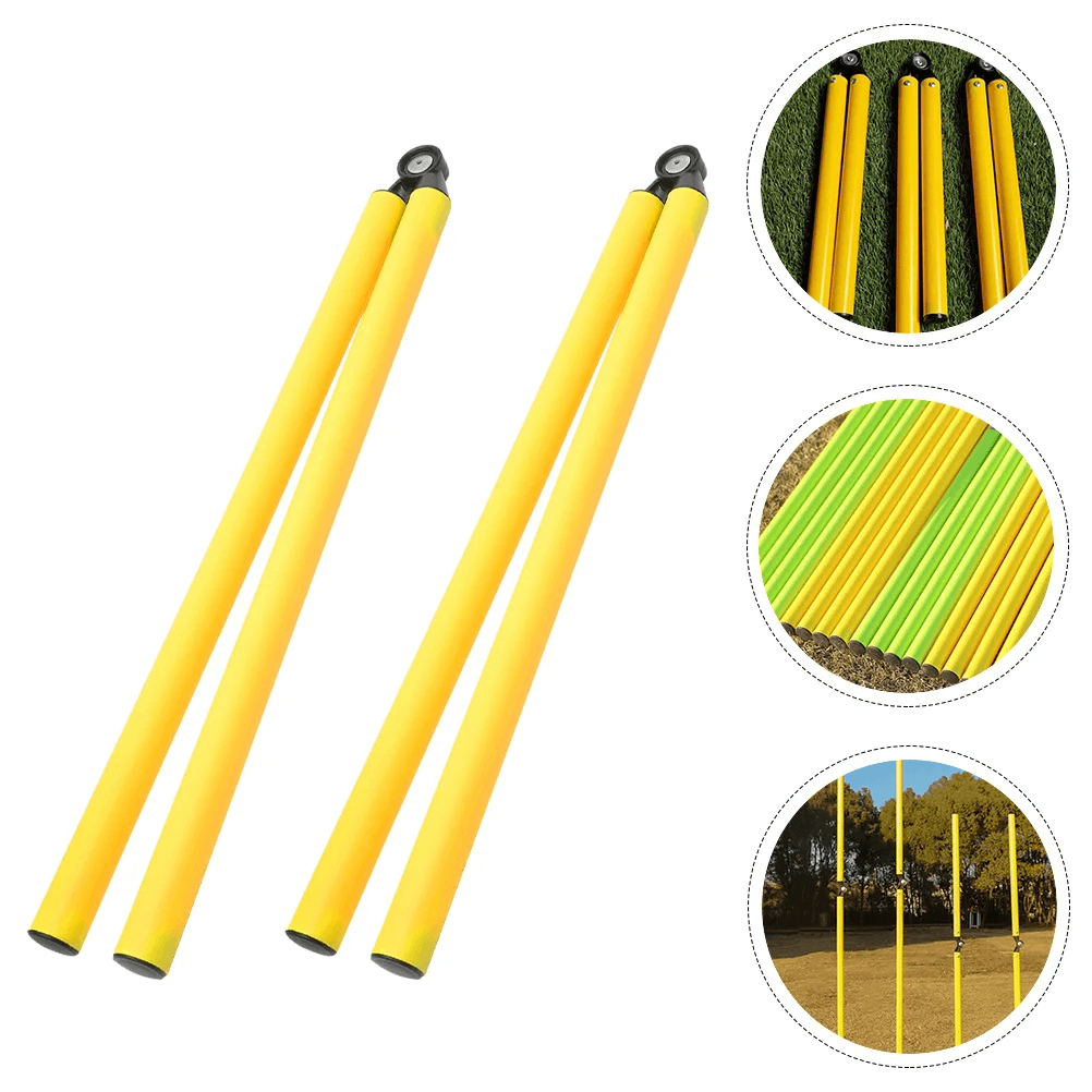 2PCS adjustable agility poles for soccer drills, featuring hinged connectors for custom height, ideal for outdoor footwork training.