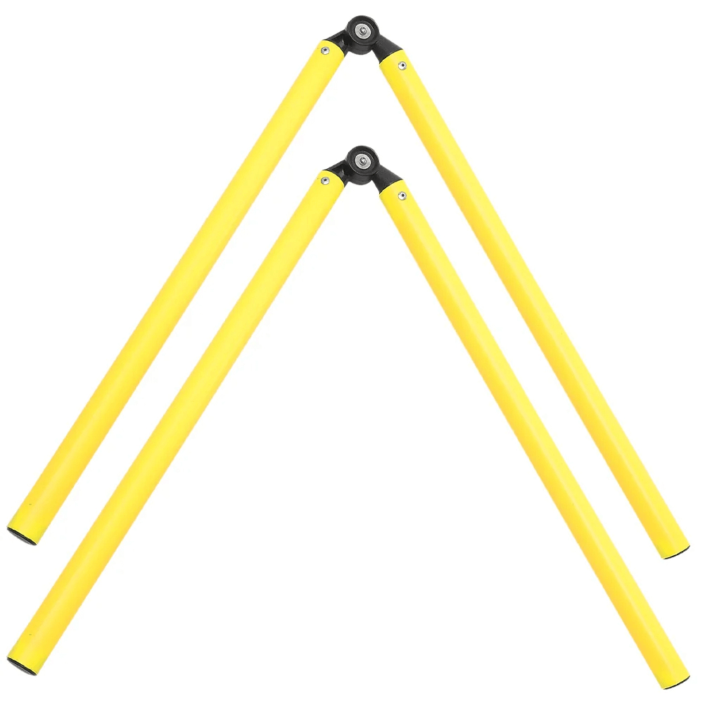 2PCS adjustable yellow agility poles with hinged connectors for football training, perfect for soccer drills and footwork practice.