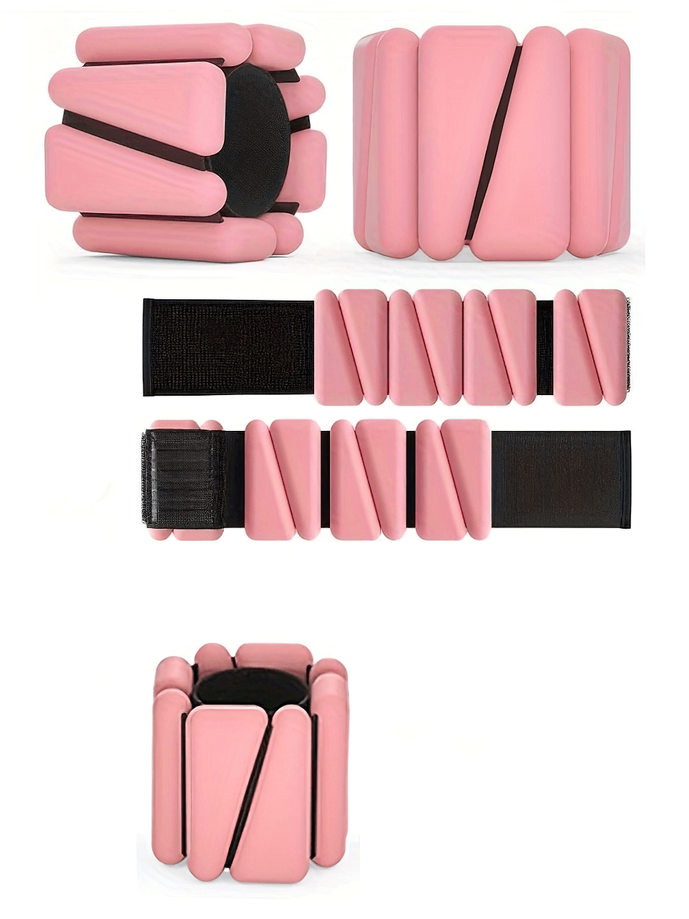 Pink adjustable silicone wrist and ankle weights, SF2906 model, ideal for yoga and running, with Velcro fasteners, 1lb each.