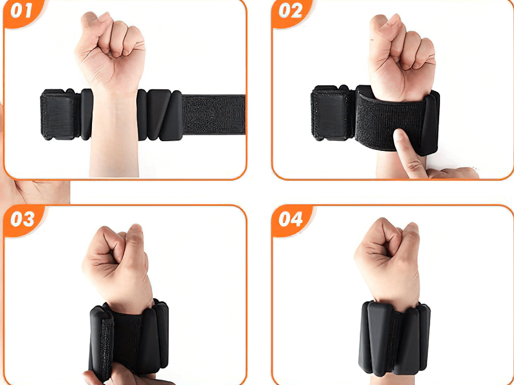 Step-by-step guide to using 2pcs adjustable silicone wrist weights with Velcro for yoga and running, perfect for enhancing workouts.