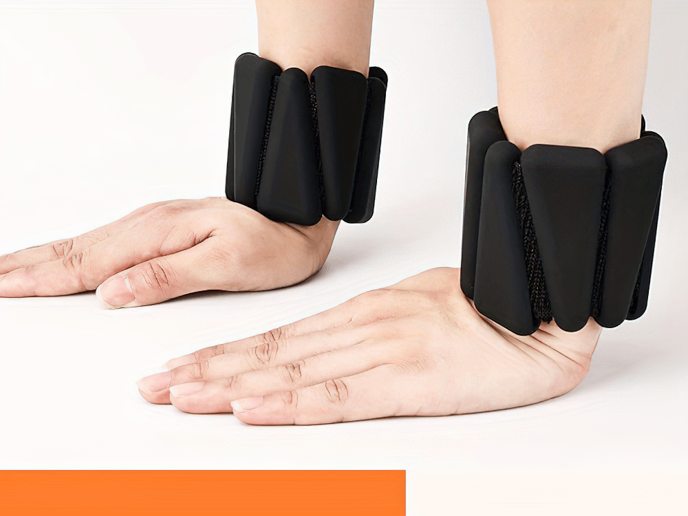 Adjustable silicone wrist and ankle weights for yoga and running, featuring non-slip Velcro straps for secure workout sessions.