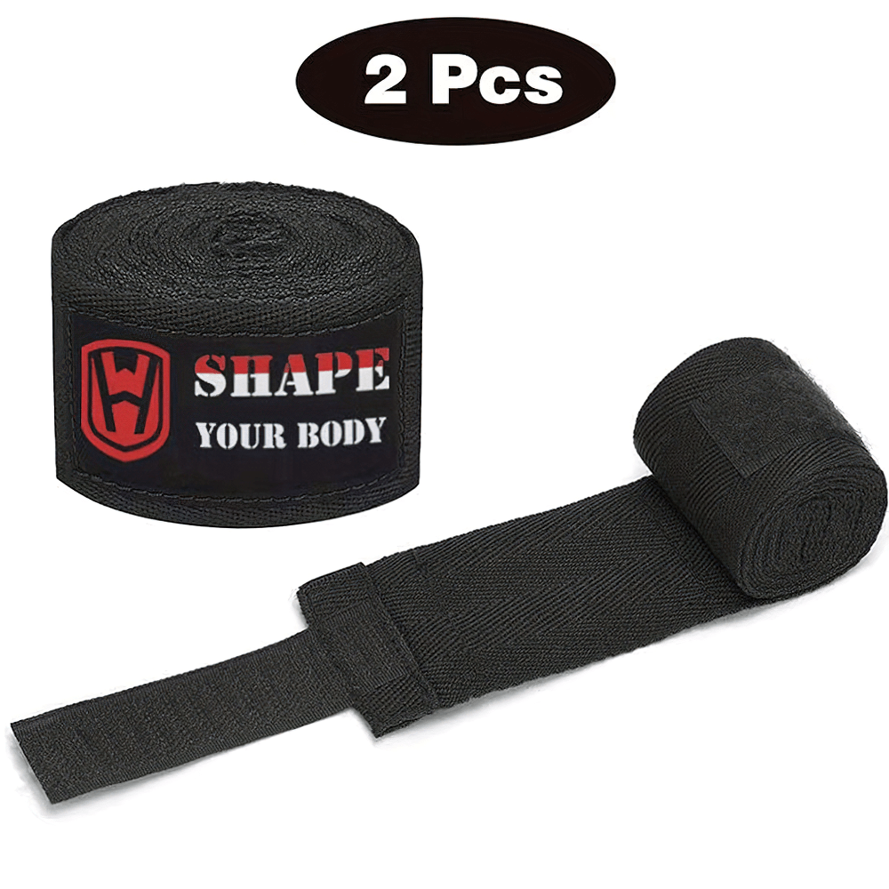 2pcs black boxing hand wraps SF2707 for wrist and fist support, perfect for boxing, Muay Thai, and kickboxing training.