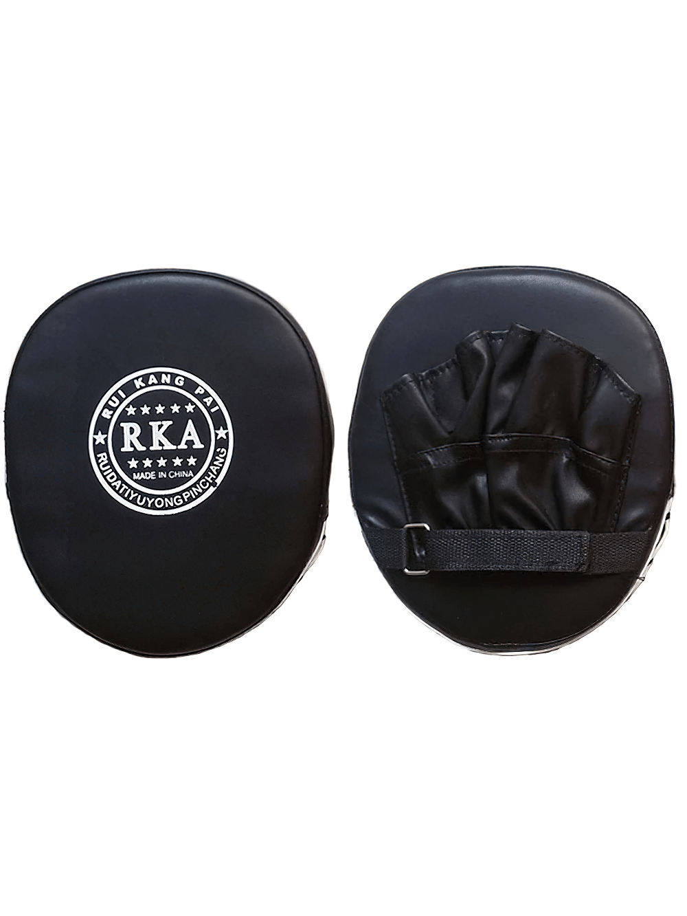 2Pcs RKA Curved Boxing Focus Pads for Punch Training and Drills - Black, Durable PU with Ergonomic Curve, SF3141
